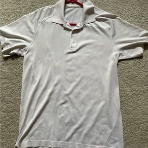 Lululemon Metal Vent Tech Polo in White/Grey stripes Medium